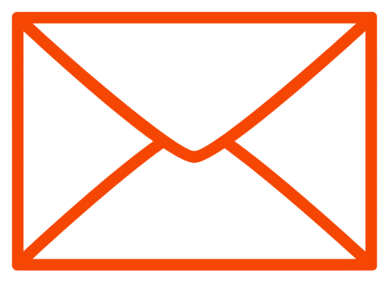 Orange outlined graphic of an envelope