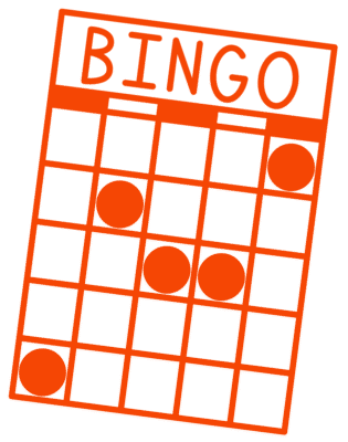 Orange outlined graphic of a bingo card