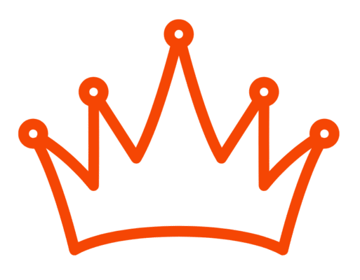 Orange outlined graphic of a crown