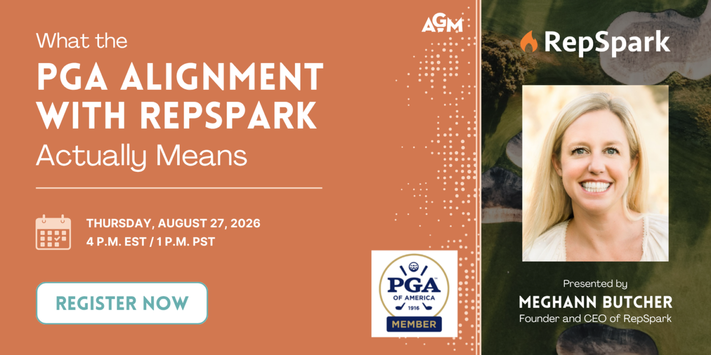 Promotional graphic titled “What the PGA Alignment with RepSpark Actually Means,” featuring PGA and RepSpark branding.